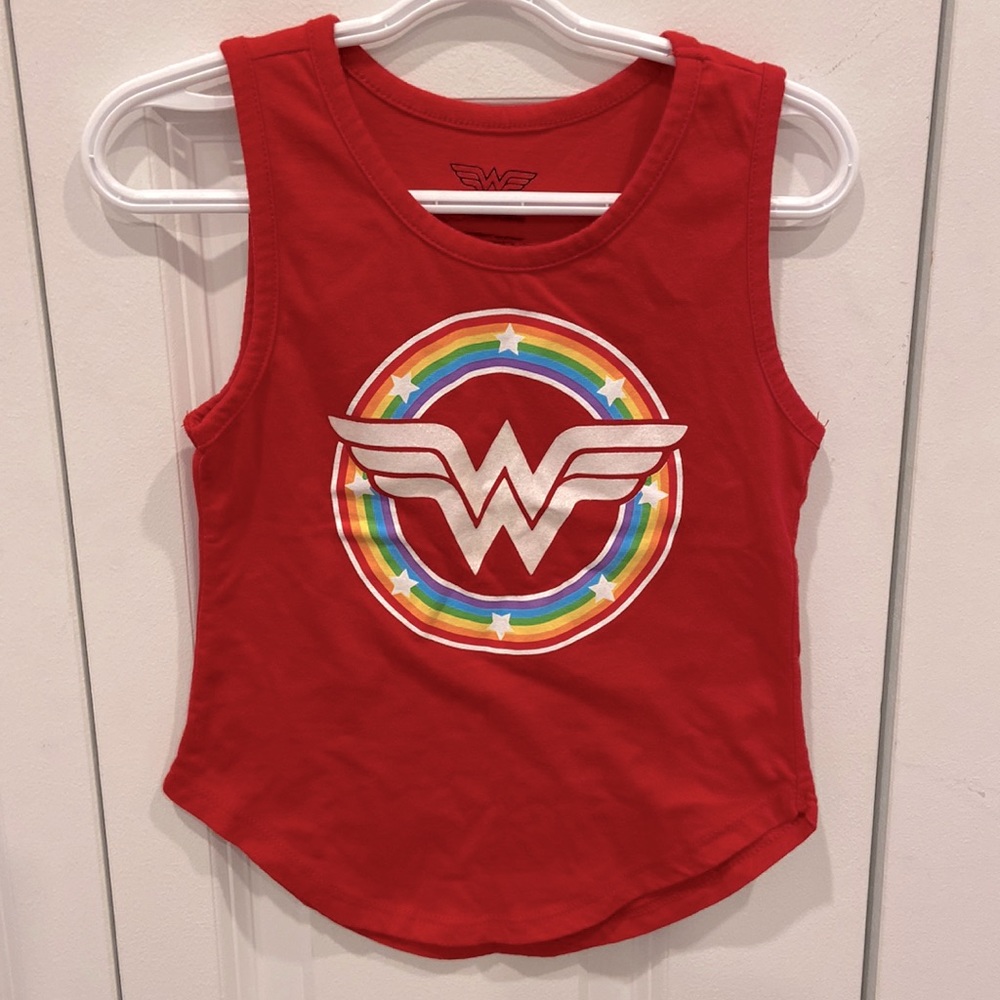 Wonder Woman Red Tank Top with Rainbow Logo